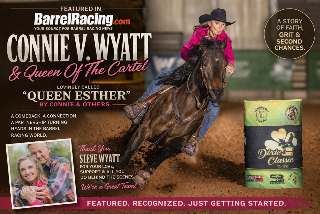 Connie V. Wyatt and Queen Esther featured in BarrelRacing.com